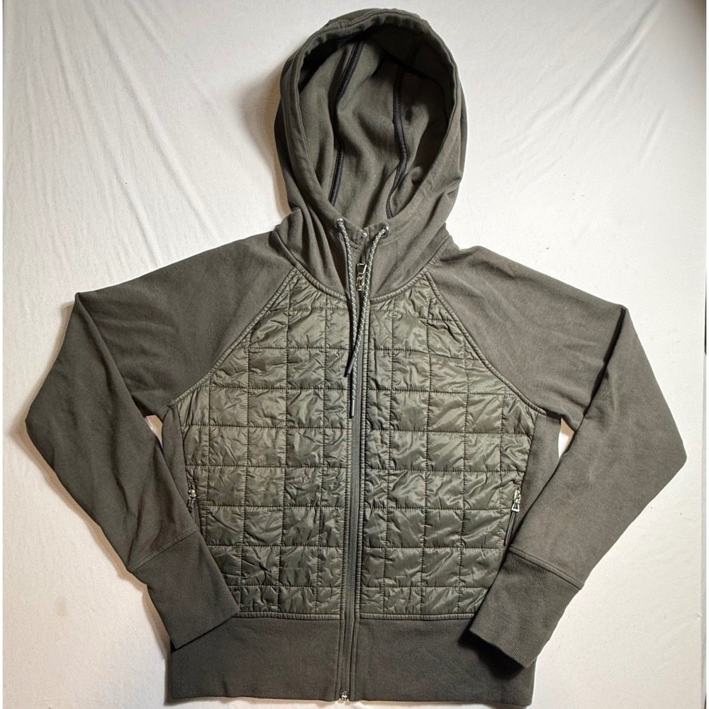 Old Navy Active Dynamic Fleece Hybrid Quilted Full Zip Hoodie Green Small-2287